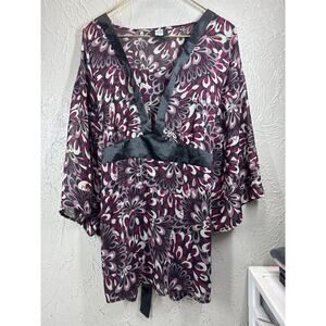 Studio 1940 Womens Long Sleeve Black Purple Sheer Top Shirt Plus Size 18/20